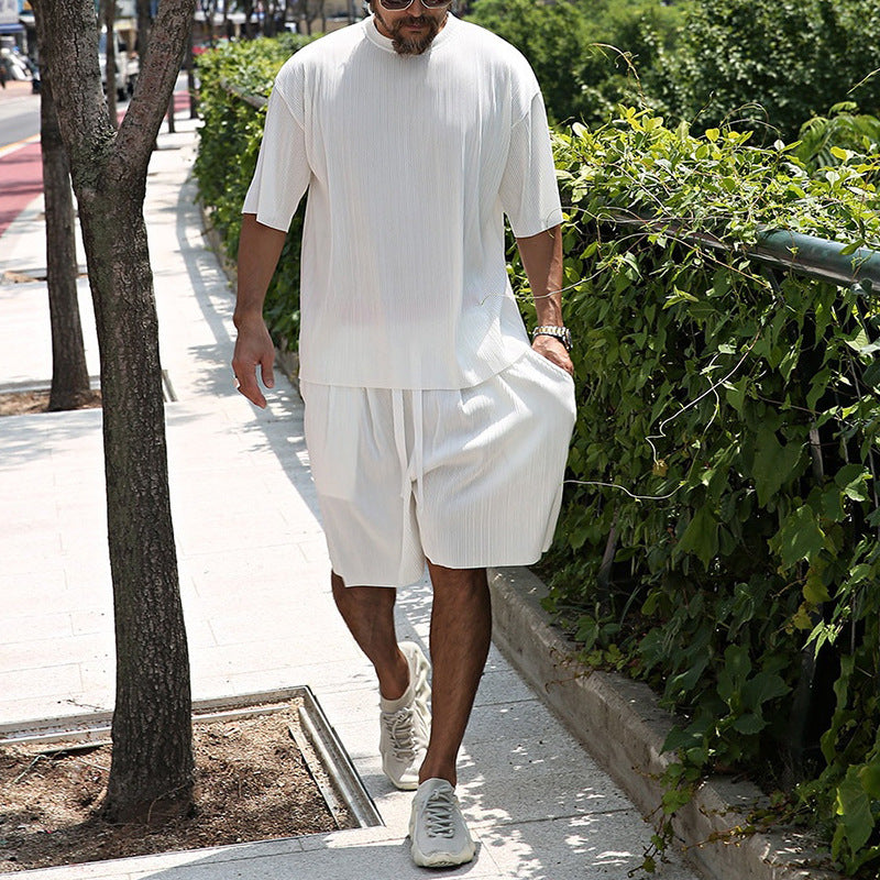 Men's Fashion Casual Short Sleeve Shorts Two-Piece Set