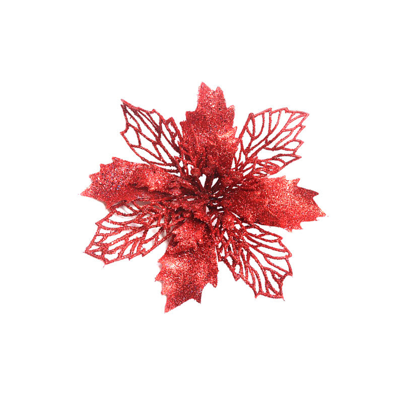 Glitter Artificial Christmas Flowers Tree Decorations