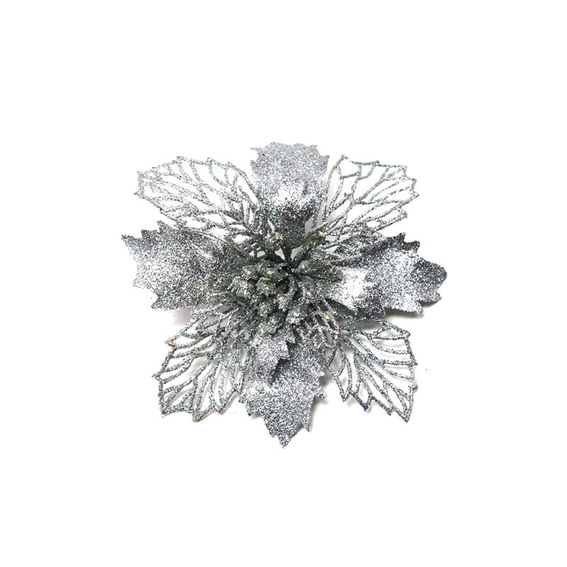 Glitter Artificial Christmas Flowers Tree Decorations