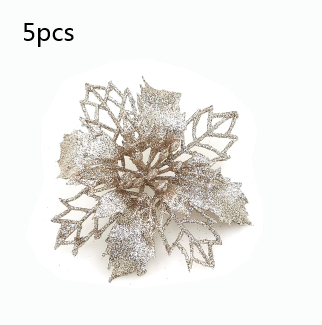 Glitter Artificial Christmas Flowers Tree Decorations