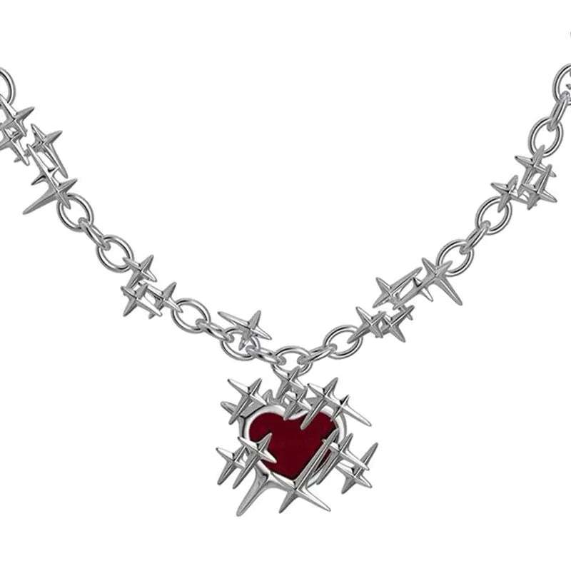 Red Thorns Necklace and Earrings