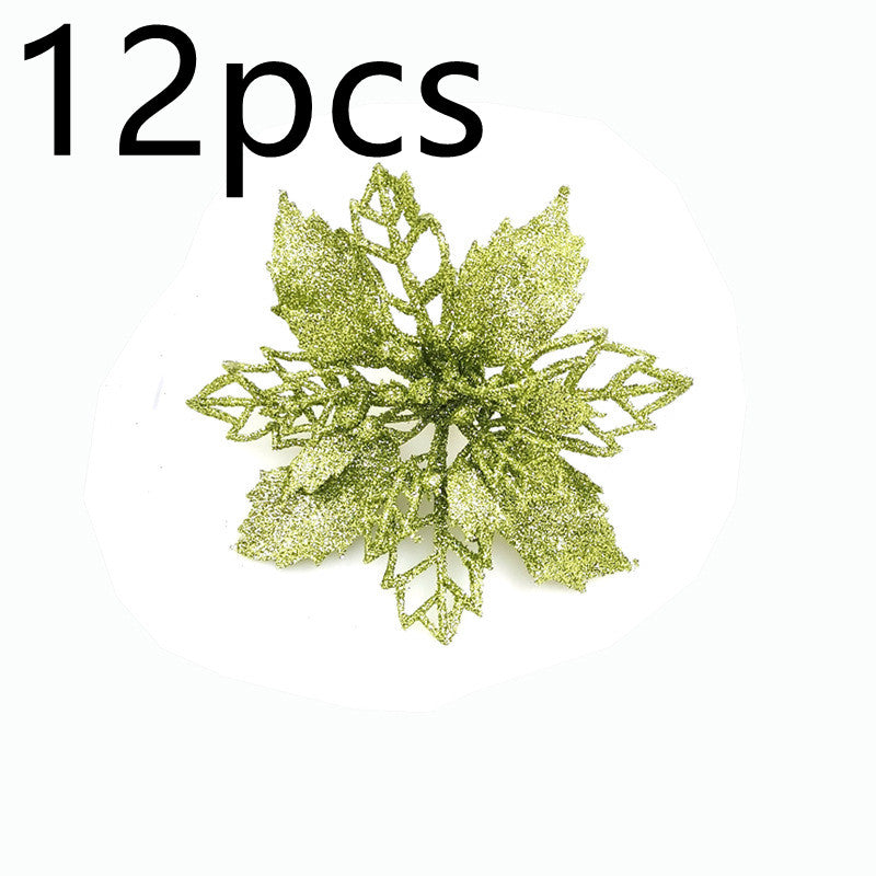 Glitter Artificial Christmas Flowers Tree Decorations