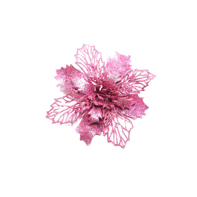 Glitter Artificial Christmas Flowers Tree Decorations