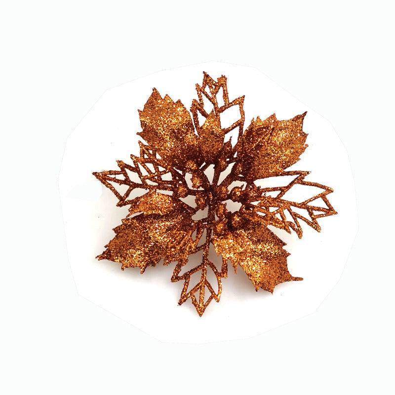 Glitter Artificial Christmas Flowers Tree Decorations