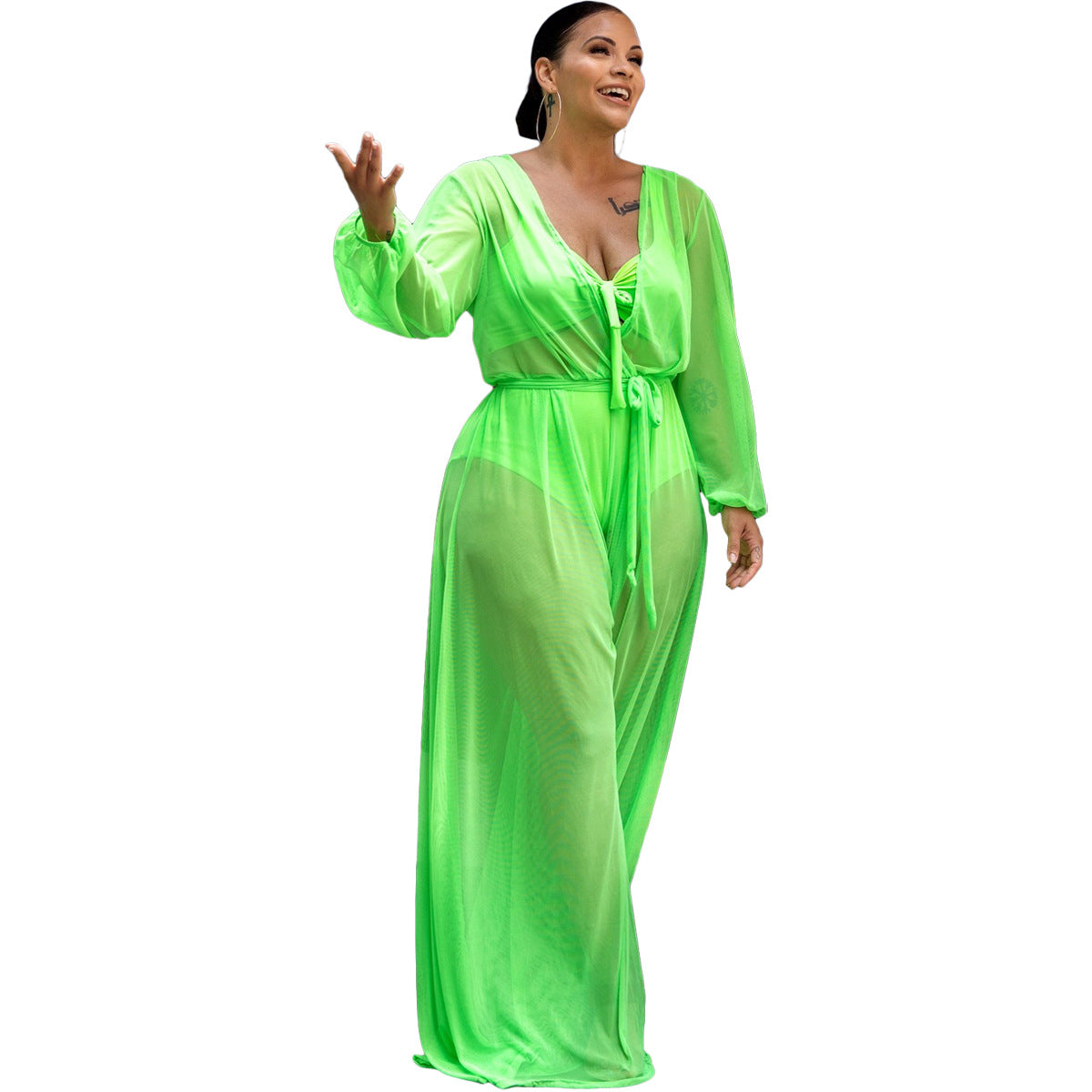 Plus Size Mesh Jumpsuit
