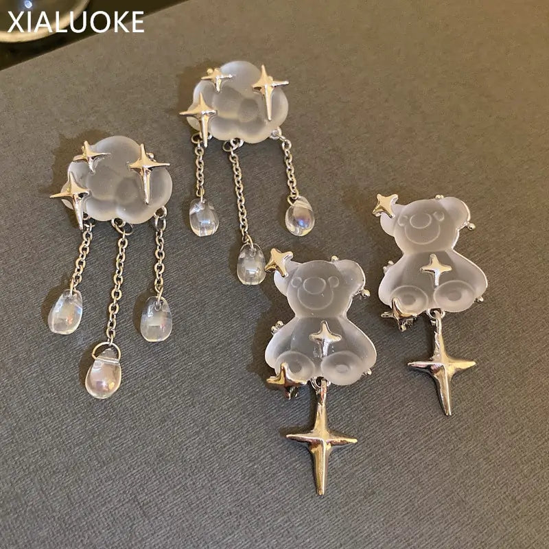 Geometric Clouds Water Drop Earrings