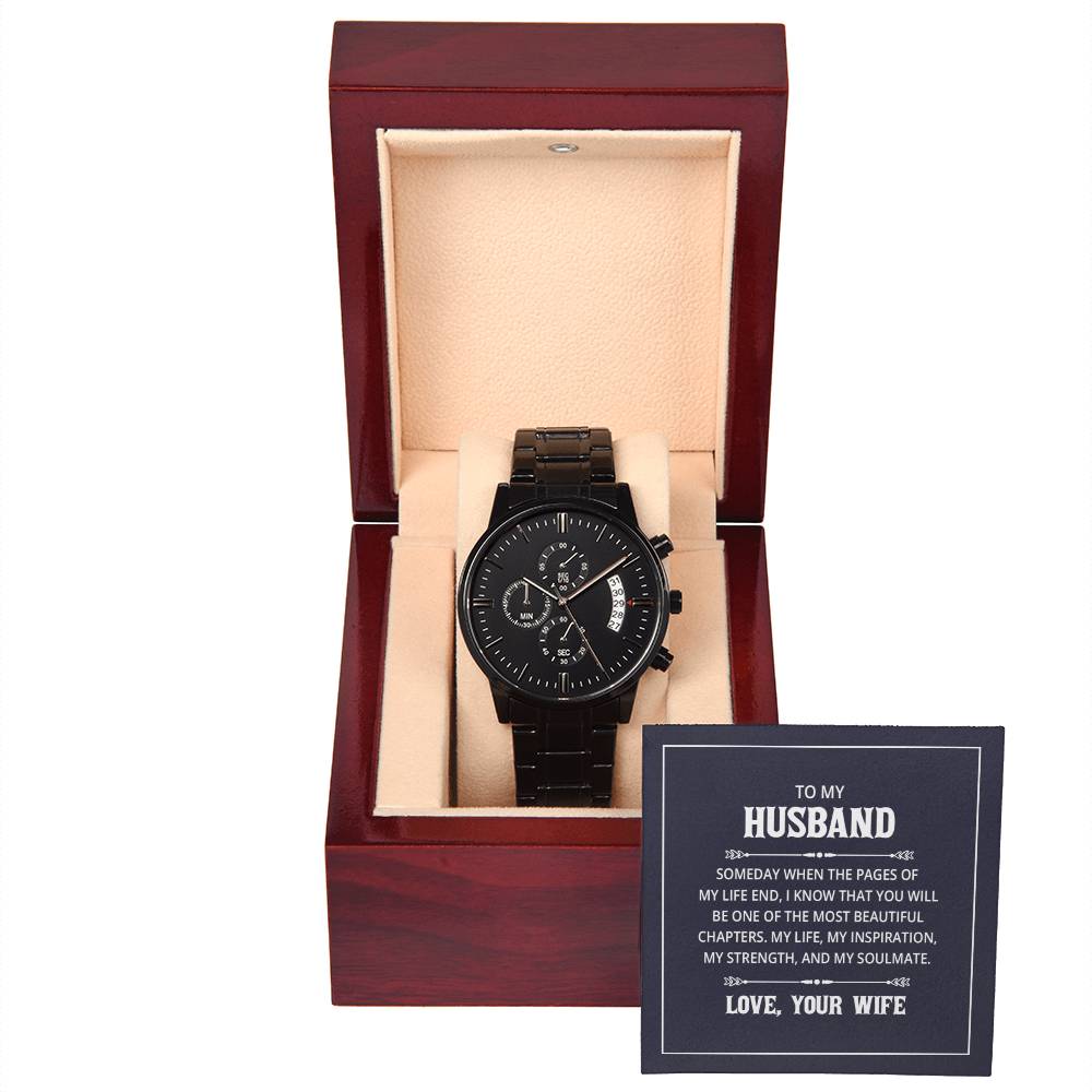 Black Chronograph Watch + MC (NO ENGRAVING)