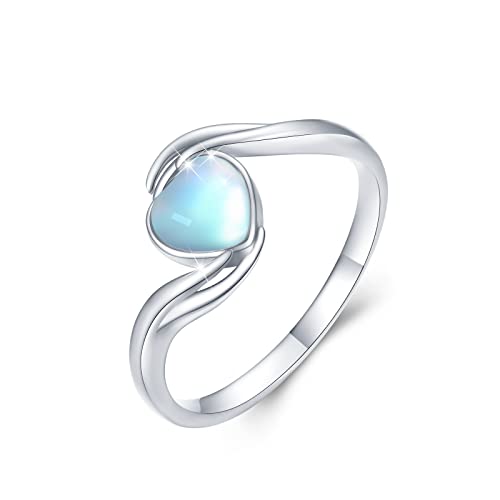 Moonstone Ring 925 Sterling Silver Rainbow Heart Moonstone Hugging Hands Ring Moonstone Jewellery For Women Mother Girlfriend Girls