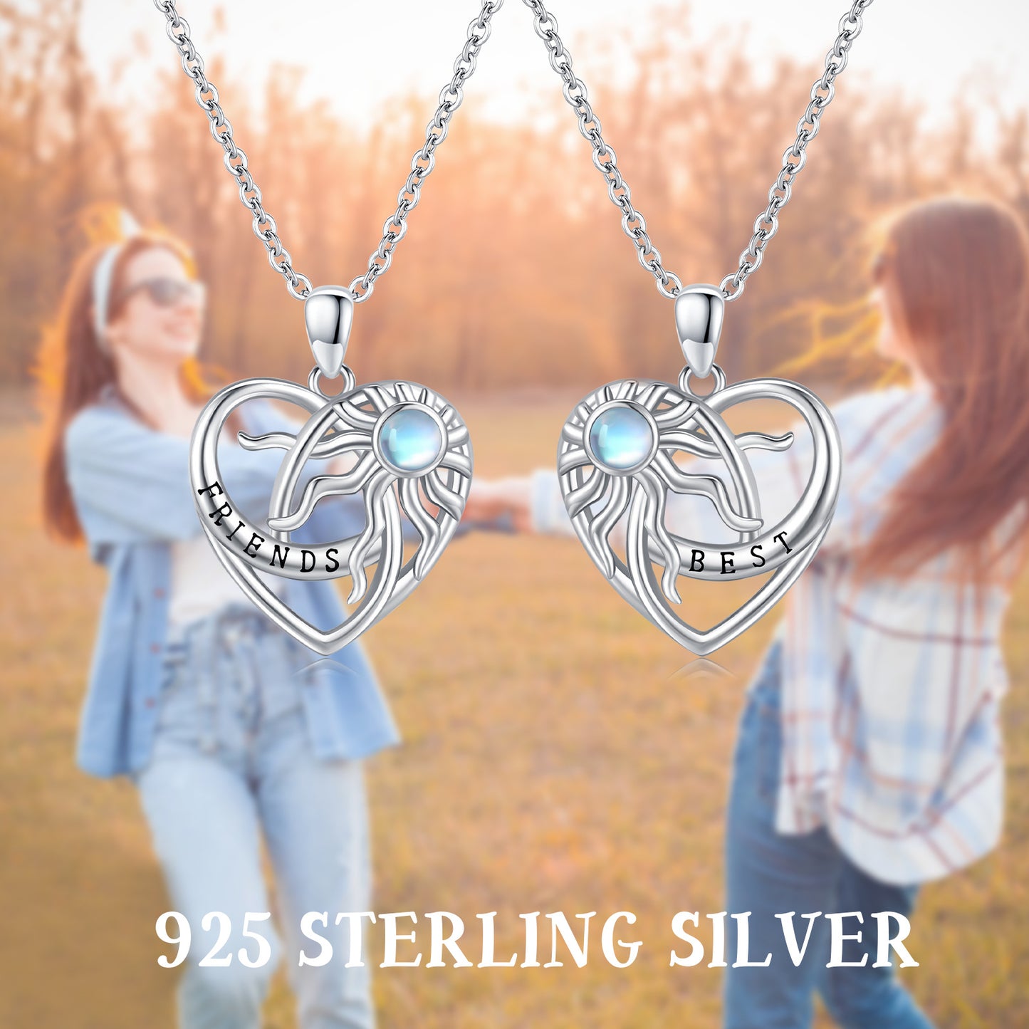 Sterling Silver Sun BFF Necklace