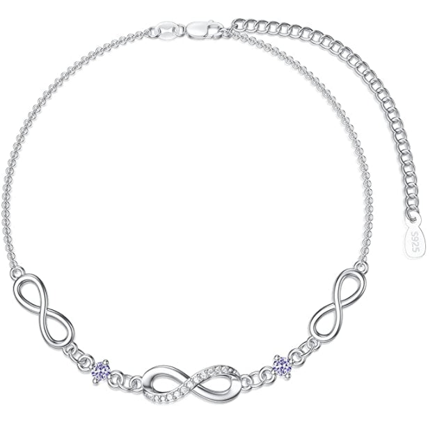 Infinity Bracelet for Women 925 Sterling Silver Birthstone Bracelet Valentine's Day Birthday Christmas Gifts for Mom Wife Girls Her