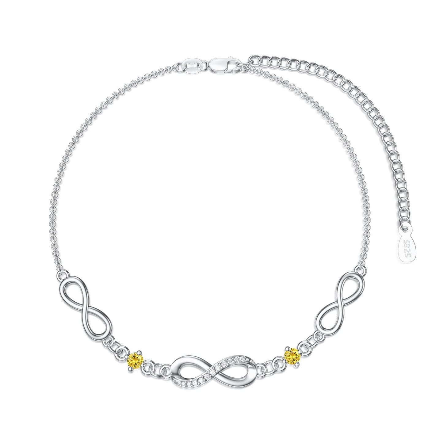 Infinity Bracelet for Women 925 Sterling Silver Birthstone Bracelet Valentine's Day Birthday Christmas Gifts for Mom Wife Girls Her
