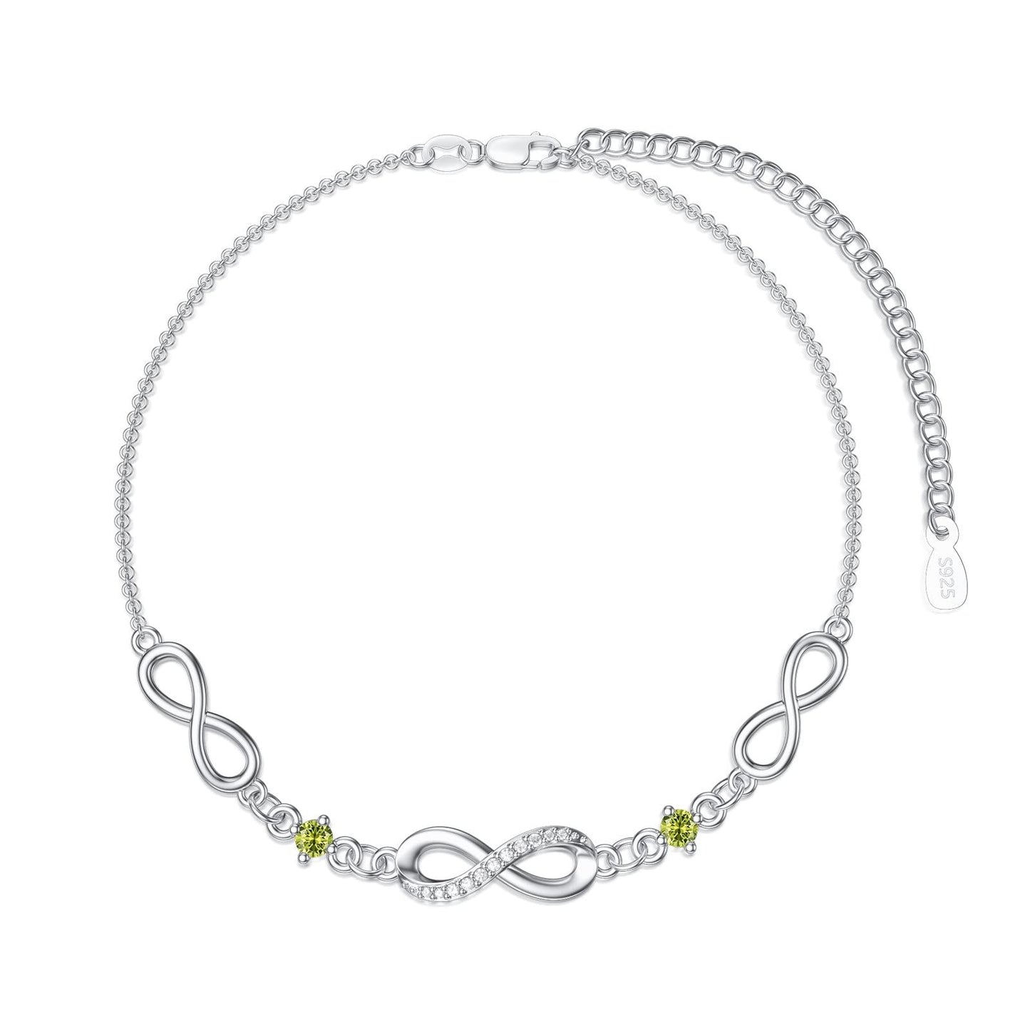 Infinity Bracelet for Women 925 Sterling Silver Birthstone Bracelet Valentine's Day Birthday Christmas Gifts for Mom Wife Girls Her