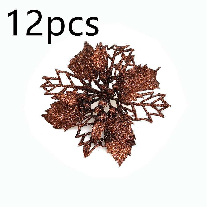 Glitter Artificial Christmas Flowers Tree Decorations
