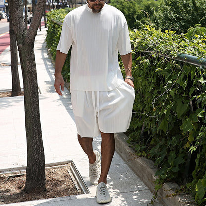 Men's Fashion Casual Short Sleeve Shorts Two-Piece Set