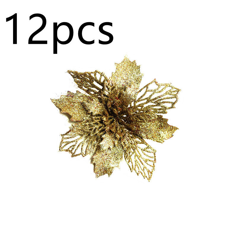 Glitter Artificial Christmas Flowers Tree Decorations