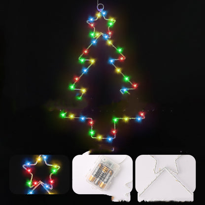 Wrought Iron LED Christmas Tree Shaped Lantern