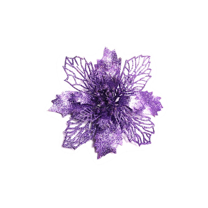 Glitter Artificial Christmas Flowers Tree Decorations
