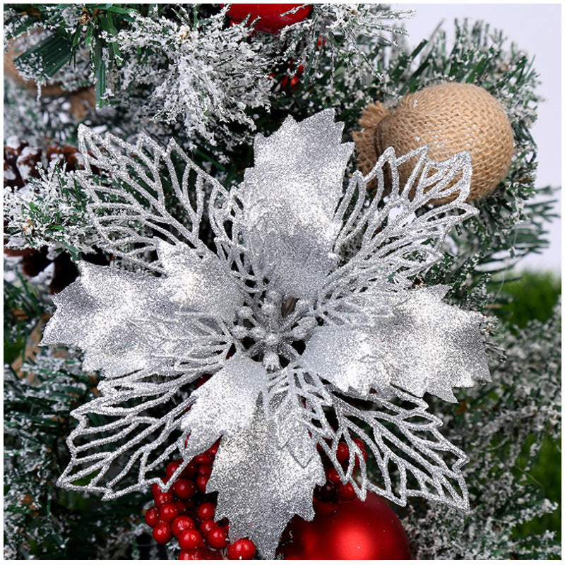 Glitter Artificial Christmas Flowers Tree Decorations