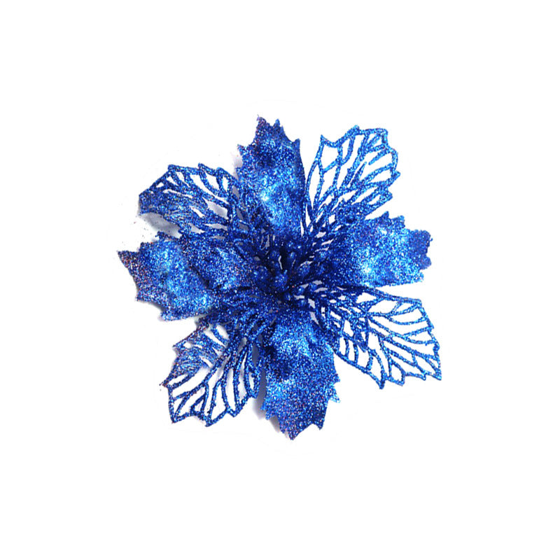 Glitter Artificial Christmas Flowers Tree Decorations