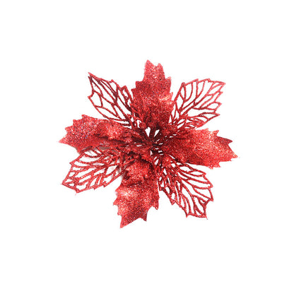 Glitter Artificial Christmas Flowers Tree Decorations