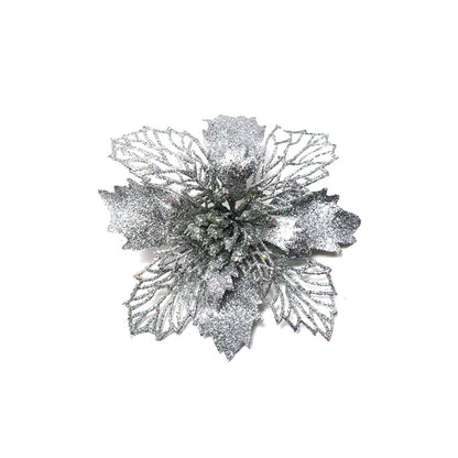 Glitter Artificial Christmas Flowers Tree Decorations