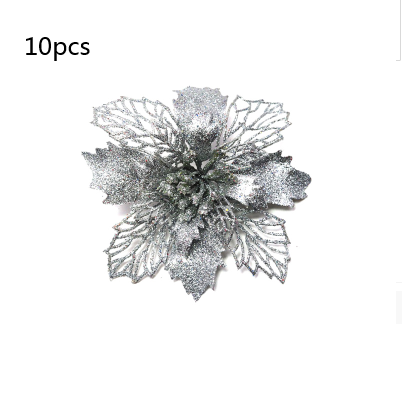 Glitter Artificial Christmas Flowers Tree Decorations