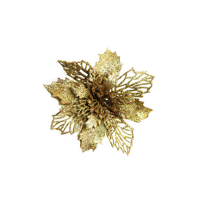 Glitter Artificial Christmas Flowers Tree Decorations