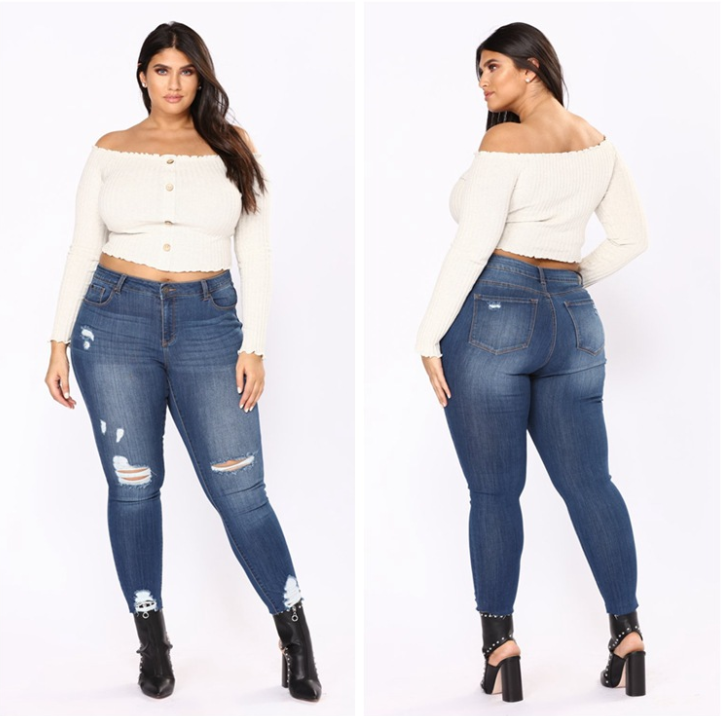 Plus Size Fashioned Dark Blue Jeans