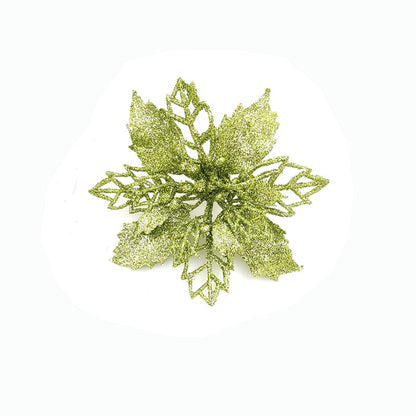 Glitter Artificial Christmas Flowers Tree Decorations