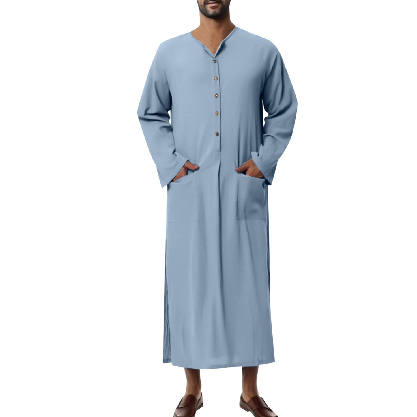 Men's Long Sleeve Solid Color Loose Robe