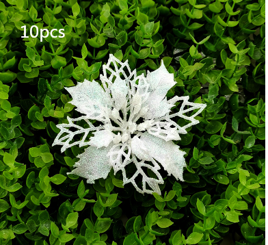 Glitter Artificial Christmas Flowers Tree Decorations