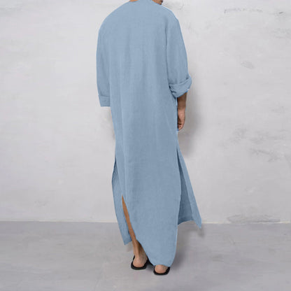 Men's Long Sleeve Solid Color Loose Robe