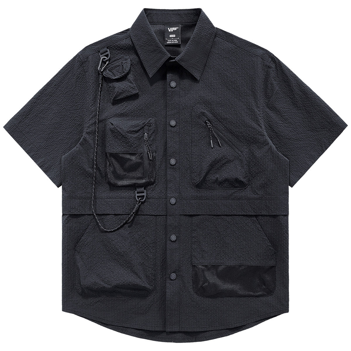 Men's Fashion Function Multi-pocket Quick-drying Patchwork Short-sleeved Shirt