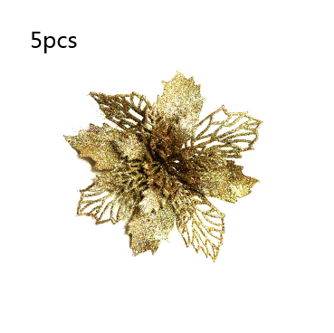 Glitter Artificial Christmas Flowers Tree Decorations