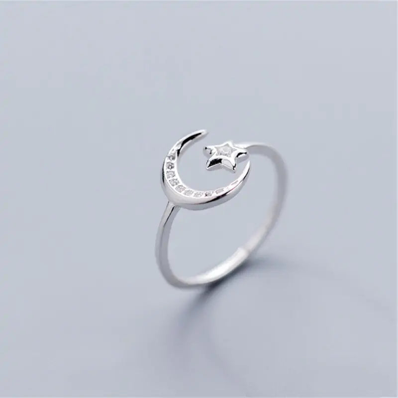 Sterling Silver Moon Star Ring