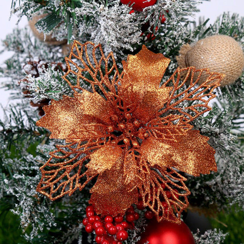 Glitter Artificial Christmas Flowers Tree Decorations