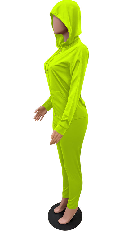 Long-sleeved Hooded V-Neck Active Suit