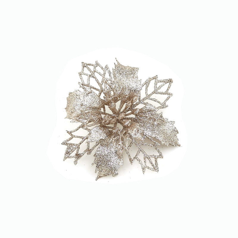 Glitter Artificial Christmas Flowers Tree Decorations