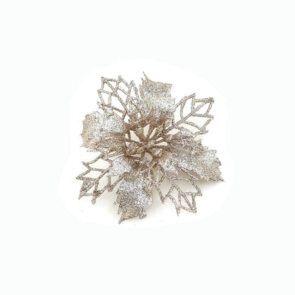 Glitter Artificial Christmas Flowers Tree Decorations