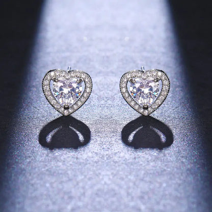 Classic Shining Silver CZ Stud Earrings