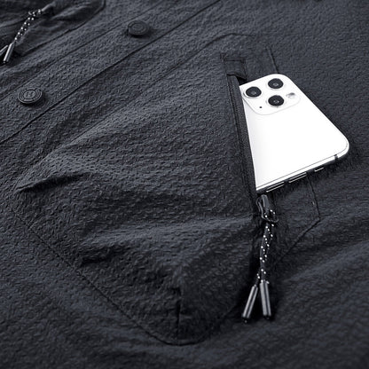 Men's Fashion Function Multi-pocket Quick-drying Patchwork Short-sleeved Shirt