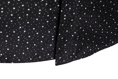 Men's Clothing Print Black Long Sleeve Shirt