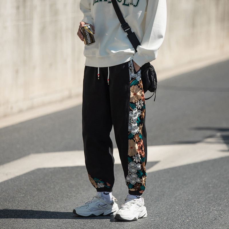 Embroidery Color Matching Youth Fashion Exercise Casual Pants