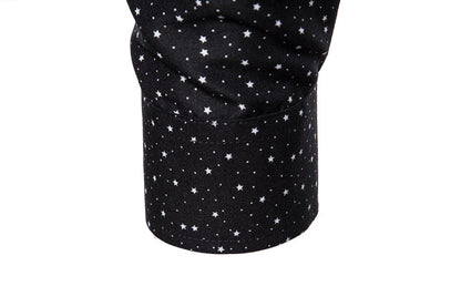 Men's Clothing Print Black Long Sleeve Shirt
