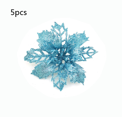 Glitter Artificial Christmas Flowers Tree Decorations