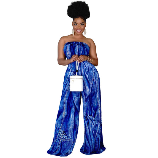 Tube Top Jumpsuit Wide-leg Pants