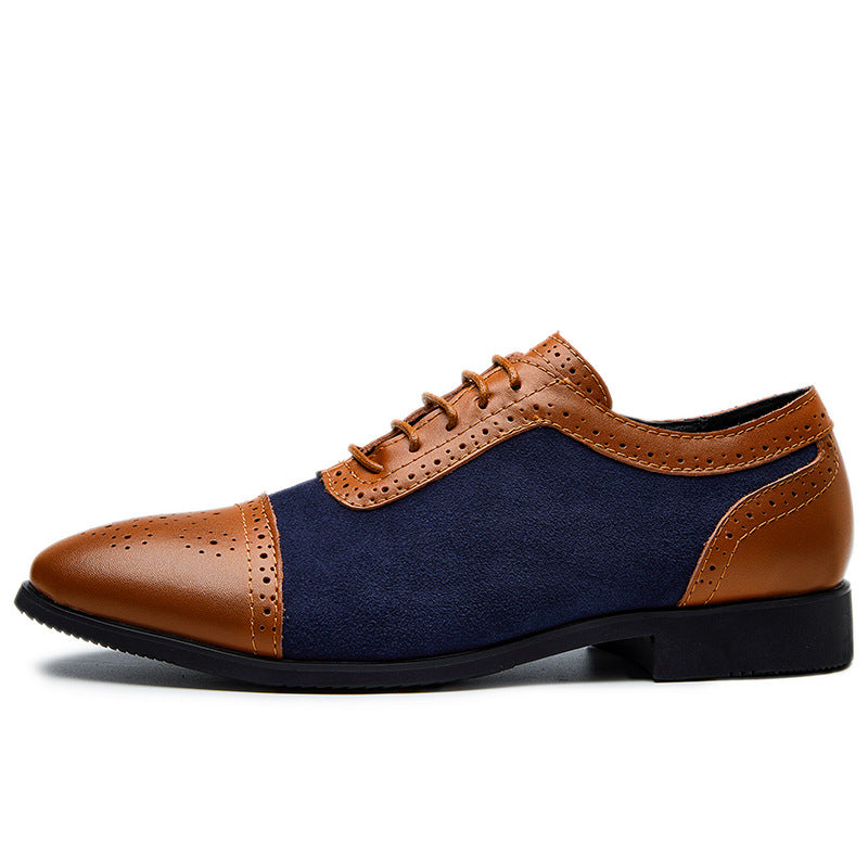 Carved Pointed Leather Upper Casual Shoes For European And American Gentlemen