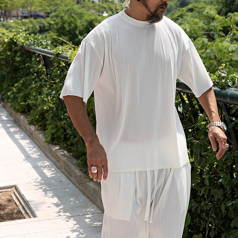 Men's Fashion Casual Short Sleeve Shorts Two-Piece Set