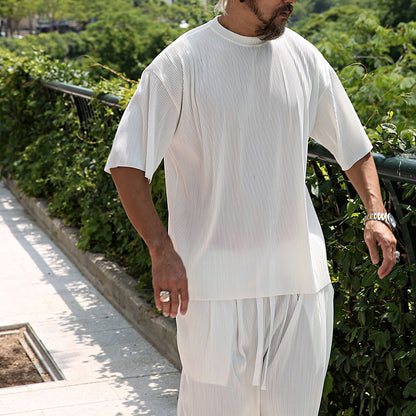 Men's Fashion Casual Short Sleeve Shorts Two-Piece Set