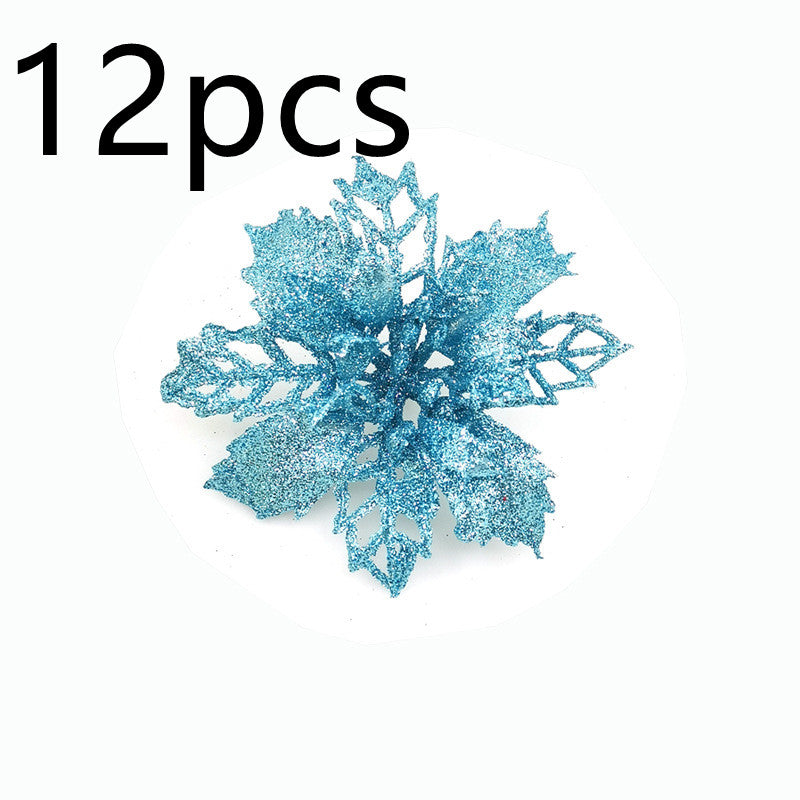 Glitter Artificial Christmas Flowers Tree Decorations